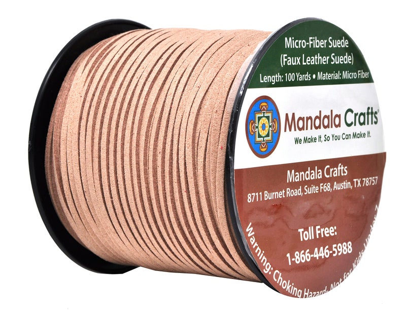 Mandala Crafts Blush Faux Suede Cord for Jewelry Making - 2.65mm 100 Yards Flat Vegan Leather Strings Laces Strips for Bracelets, Necklaces, DIY Crafts, and Dream Catchers Supplies - Image 2